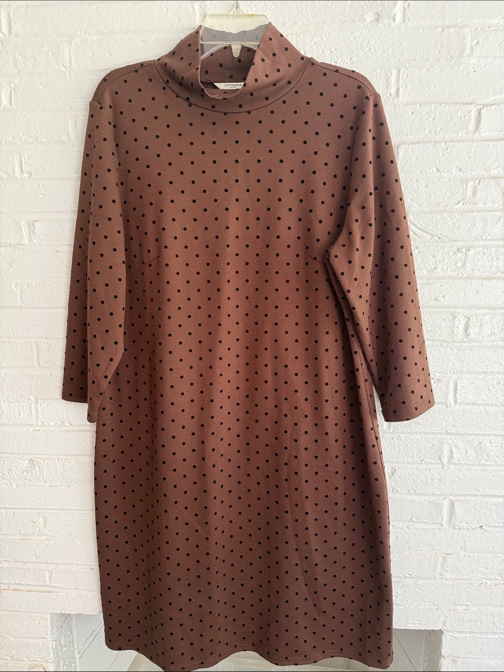 Liz Claiborne Brown Polka Dot Midi Dress